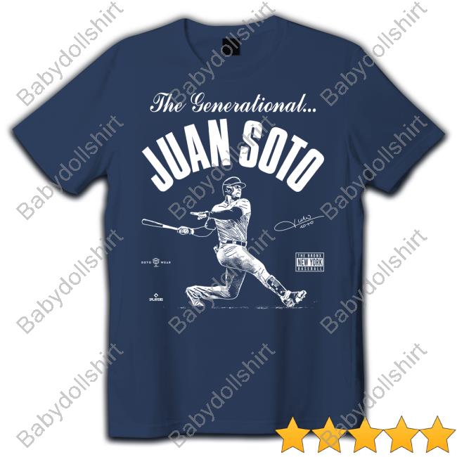 Official Roto Wear Merch Store Shop The Generational Juan Soto Tee Shirt The Bronx New York Baseball
