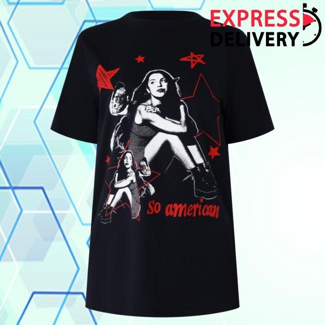 Camiseta Alongada Em Algodão Com Estampa Olivia So American Shirt