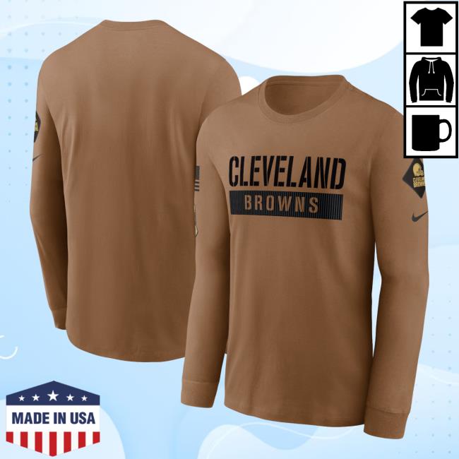 Official Brown Cleveland Browns 2023 Salute To Service Long Sleeve Tee Shirt