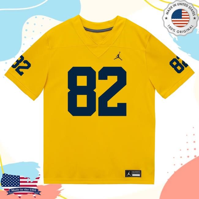 The M Den Michigan Wolverines #82 CJ Charlston Student Athlete Maize Football Jersey Tshirt