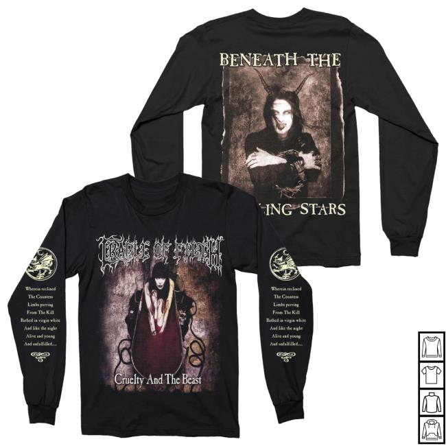 Official Night Shift Merch Indie Merch Store Cradle Of Filth - Dusk... And Her Embracecradle Of Filth - Cruelty And The Beast Long Sleeve Shirt NightShiftMerch IndieMerchStore