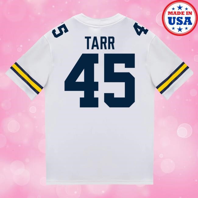 Michigan Wolverines #45 Greg Tarr Student Athlete White Football Jersey Shirts The M Den Shop Official