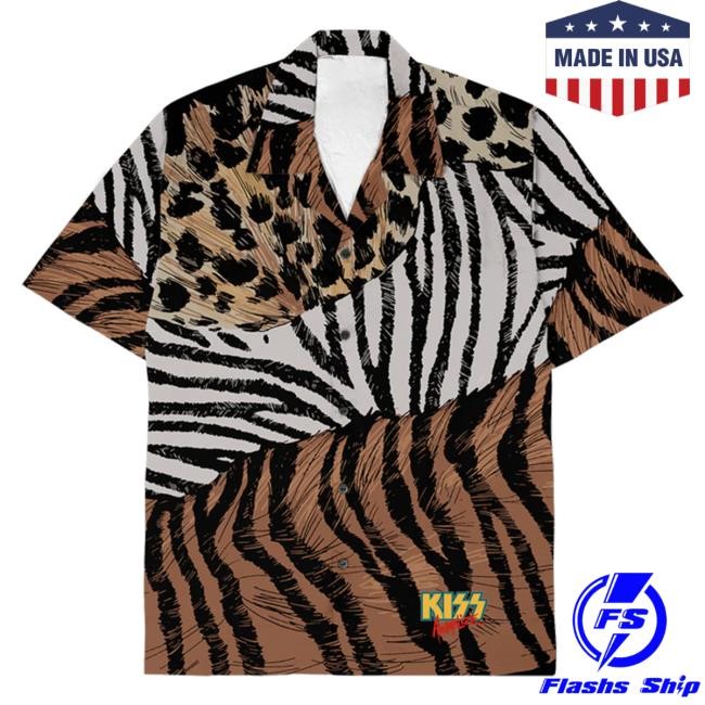 Kiss Animalize Print Button Up New Shirt Kiss Band Official Merch Store