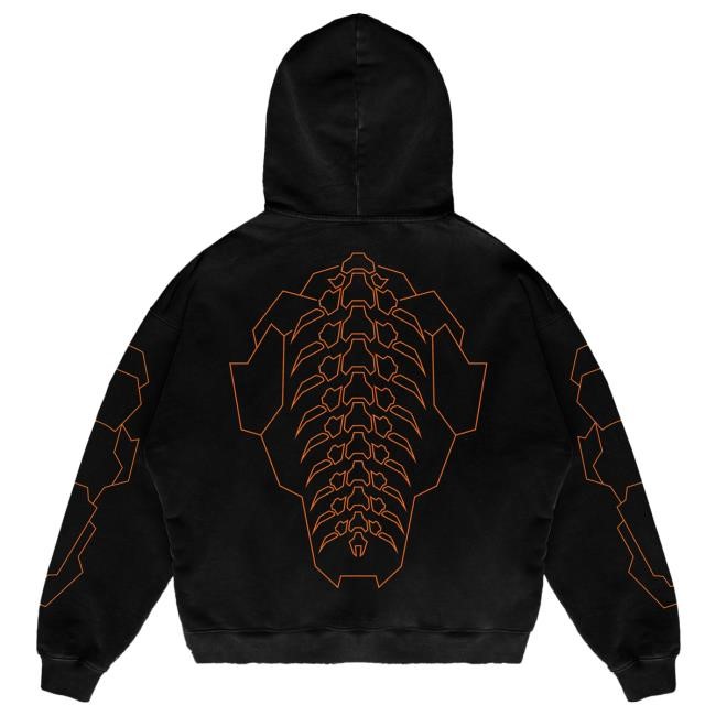 Cloudeelle Cyberspine Oversized Orange Hoodie Streetwear