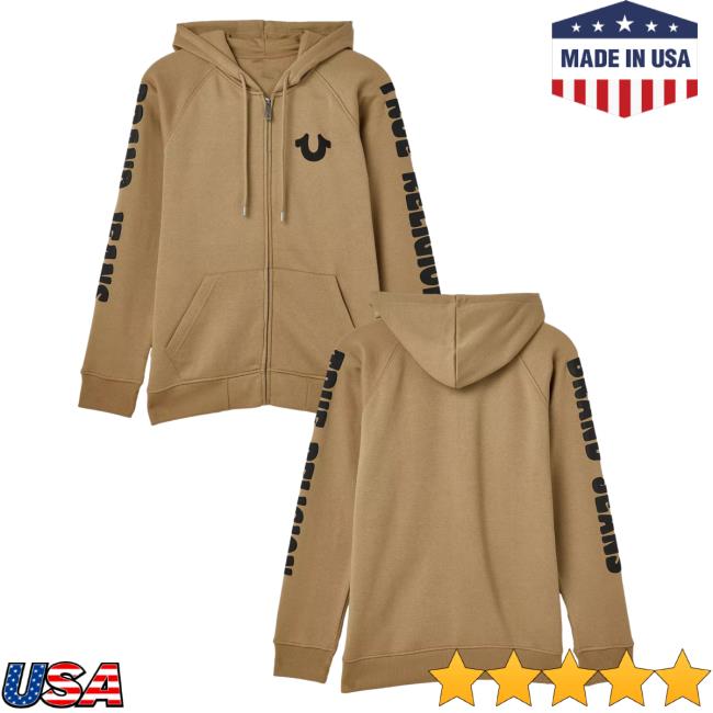 Official Urban Outfitters Apparel Clothing True Religion Coaster Raglan Full Zip Sweatshirts Taupe UrbanOutfitters Store Shop