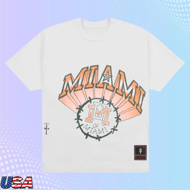 Official Travis Scott Utopia Merch Store CJ X M&N X UNIVERSITY OF MIAMI HANDDRAWN T Shirt Travis Scott Apparel Clothing TravisScott