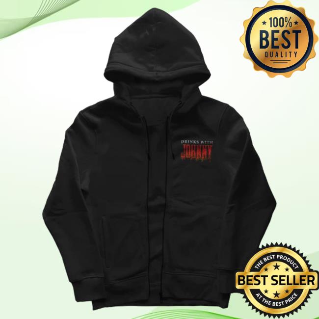 Official Drinks With Johnny Merch Here's Johnny Drinks With Zip Up Longsleeve