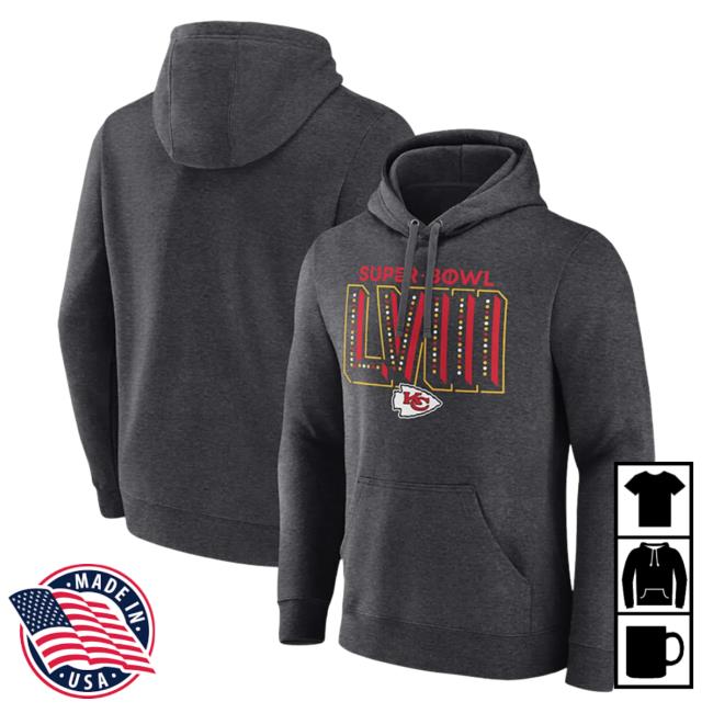Official Rally House Merch Store RallyHouse Kansas City Chiefs Mens Charcoal 2023 Super Bowl Bound Local Long Sleeve Hoodie Rally House Apparel Clothing Shop