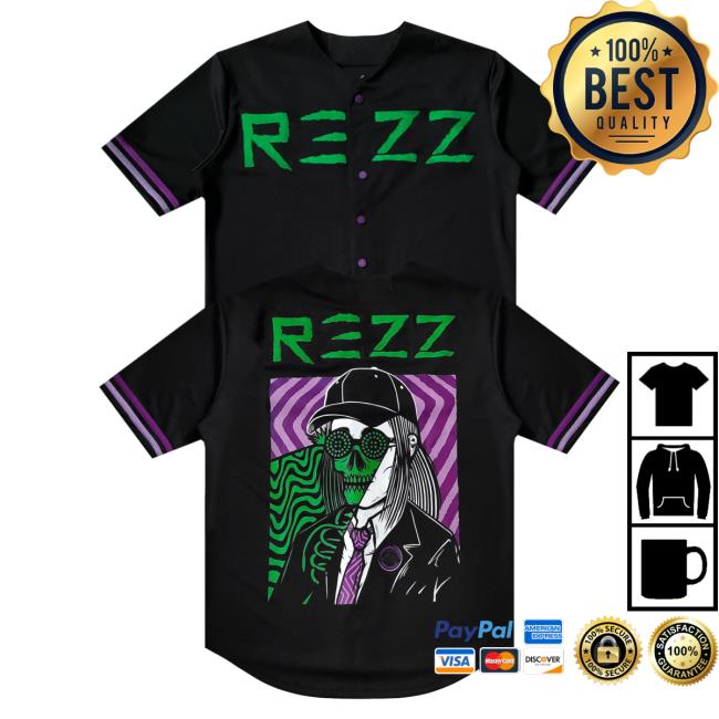 Official Rezz Merch Store Shop Rezz - Death Stare - Baseball Jersey - Purple / Green Top Shirt