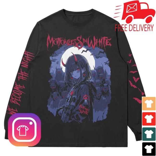 Official Motionless In White Merch We Become The Night Long Sleeve Shirt New