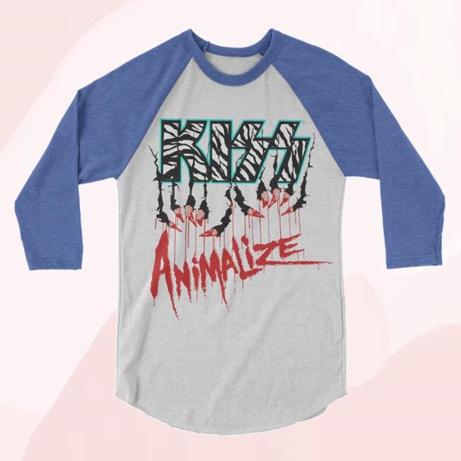 KISS Official Merch Store Too Loud Raglan Vintage Long Sleeve Shirt KISS Clothing Shop KISS Apparel Animalize 40Th Anniversary Collections