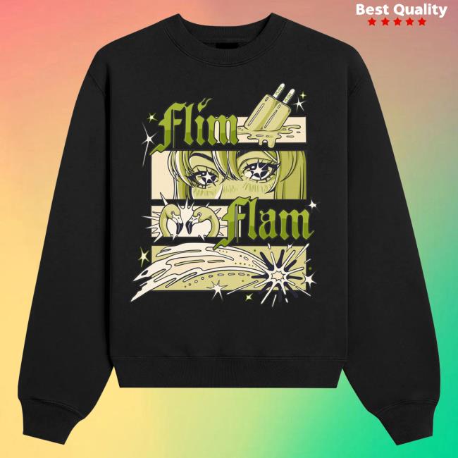 Official The Official Flim Flam Shop Merch Store – Flamingo Stars Pullover Sweatshirt Black