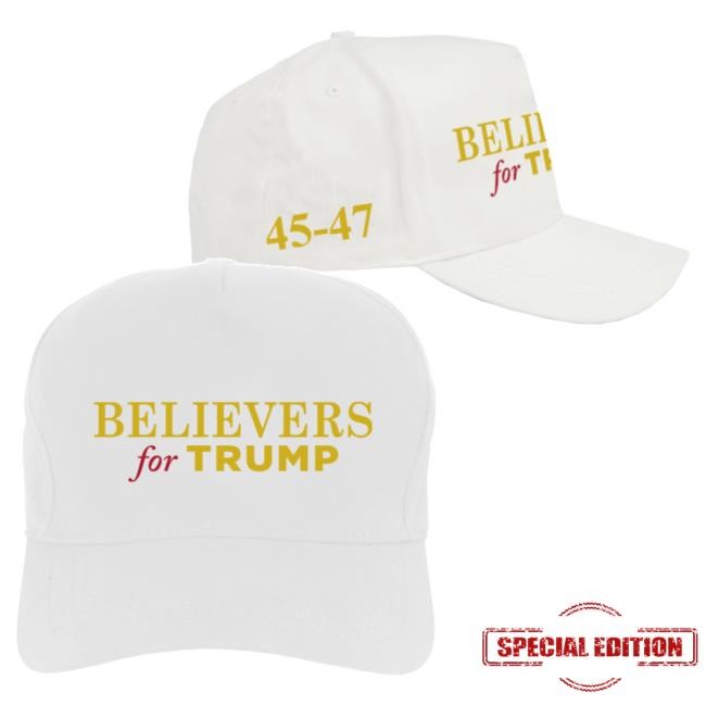 Official Donald Trump Merch Store Donald Trump Believers For Trump White Structured Adjustable Cap Donald Trump Apparel Clothing Shop DonaldTrump