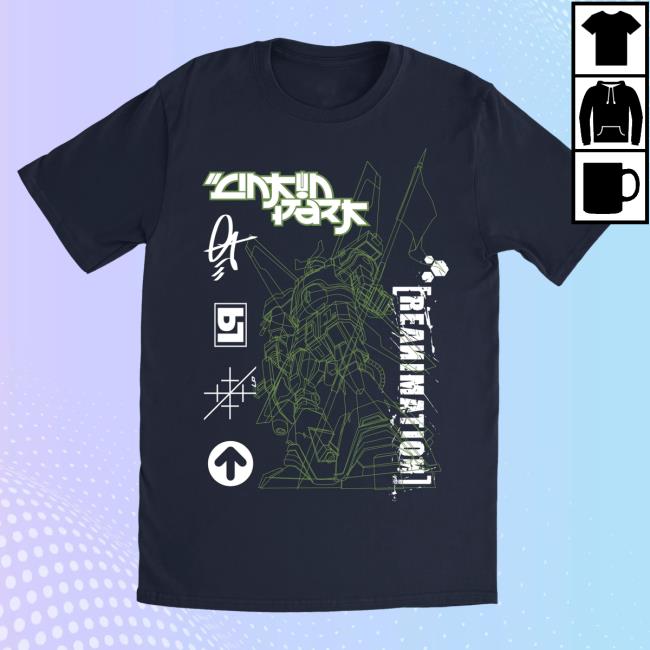 Official Linkin Park Merch Store Reanimation Robot Sketch Navy Long Sleeve Shirt 2023 LinkinPark Apparel Clothing Shop