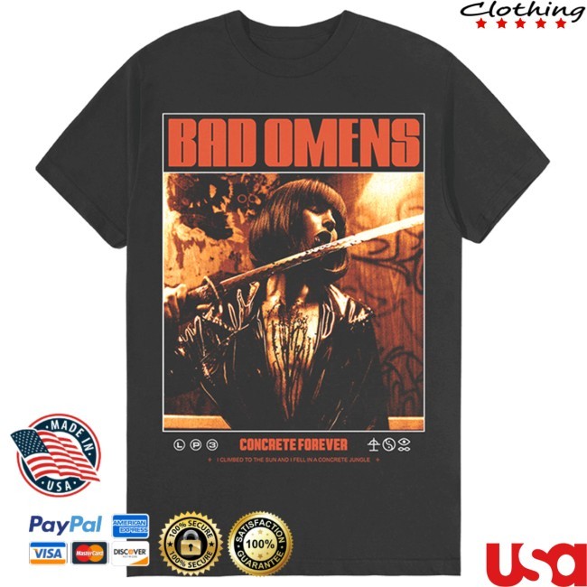 Bad Omen Concrete Forever EU Tour Washed Black T Shirt Bad Omen Merch Shop