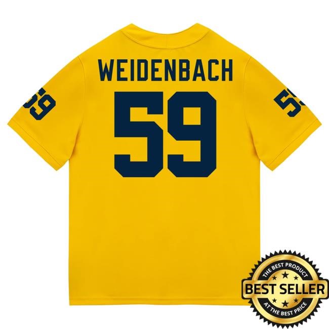 The M Den Michigan Wolverines #59 John Weidenbach Student Athlete Maize Football Jersey Tshirt