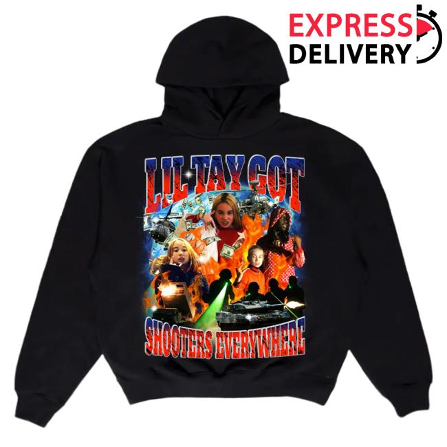 Official Lil Tay Clothing Store Shop Lil Tay Got Shooters Everywhere Pull Over Hoodie LilTay Merch