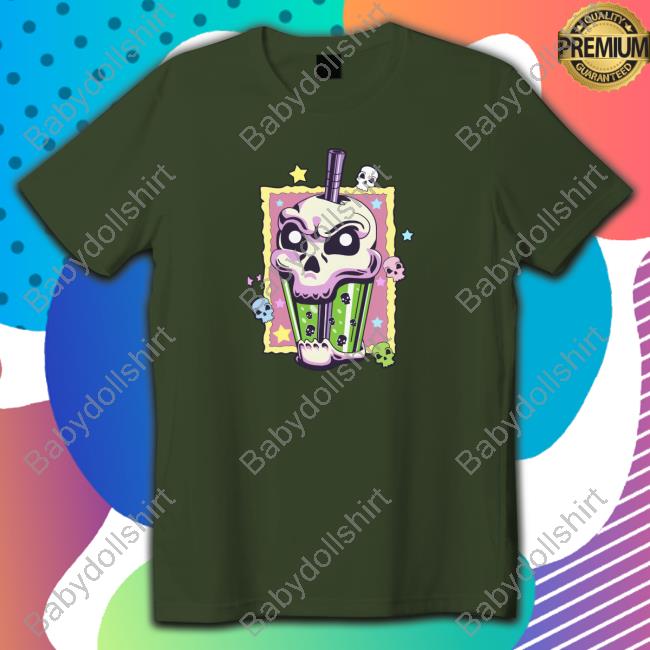 Official Kawaii Creepy Skull Boba Bubble Tea Pastel Goth Va Shirt