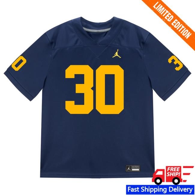 The M Den Michigan Wolverines #30 Jimmy Rolder Student Athlete Blue Football Jersey Shirt