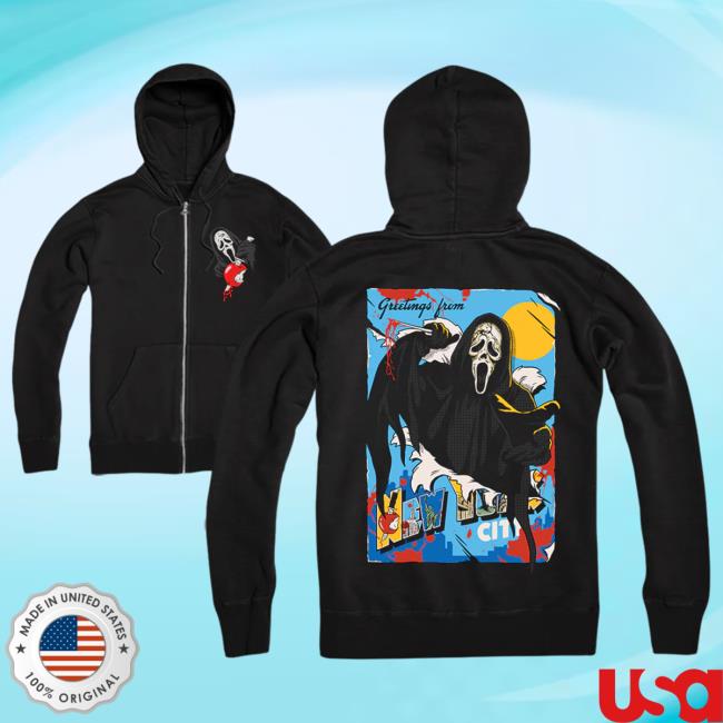 Official Cavity Colors Ghost Face: Greetings From Nyc - Zip Up Crew