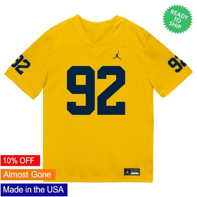 Official The M Den Michigan Wolverines #92 Ike Iwunnah Student Athlete Maize Football Jersey Shirts