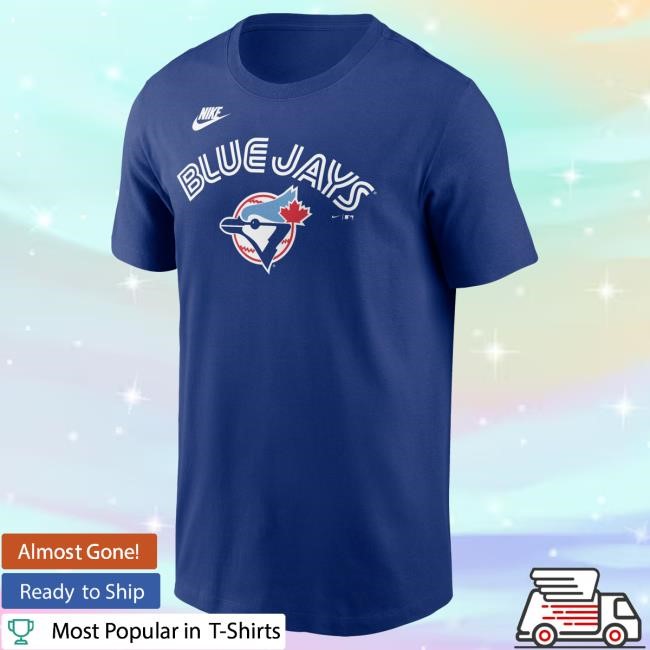 Official MLB Shop Men's Toronto Blue Jays Nike Royal Cooperstown Wordmark Hot Shirt Toronto Blue Jays Merch