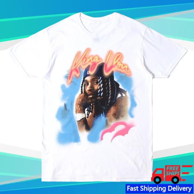 Official King Von Merch Store Kv Airbrushed Popover Shirt White King Von Apparel Clothing Shop KingVon