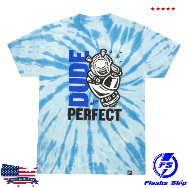 Official Dude Perfect Merch Store Dude Perfect 'Robo Grip' Tie Dye Tshirt Blue Spiral Tie-Dye DudePerfect Apparel Clothing Shop
