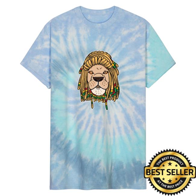Official Reggae Music Rasta Rastafari Lion Cat Dread Gift Unisex Tie Dye T-Shirt Blue Lagoon