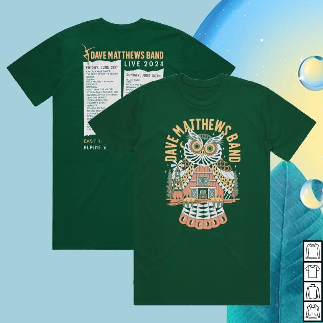 Official Dave Matthews Merch Store Shop Dave Matthews Band East Troy, WI 2024 Setlist New Shirt