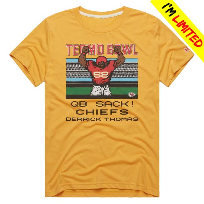 Official Homage Merch Store Tecmo Bowl Chiefs Derrick Thomas Pullover Hoodie Gold Homage Apparel Clothing Shop