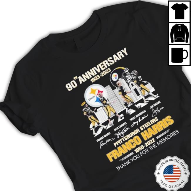 Pittsburgh Steelers 90Th Anniversary 1933-2023 Franco Harris 1950-2022 Abbey Road Signatures Hooded Sweatshirt