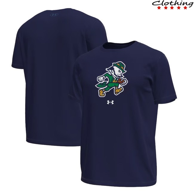 Official Under Armour Navy Notre Dame Fighting Irish Sporting Leprechaun Tech Stretch Shirt - Fighting Irish