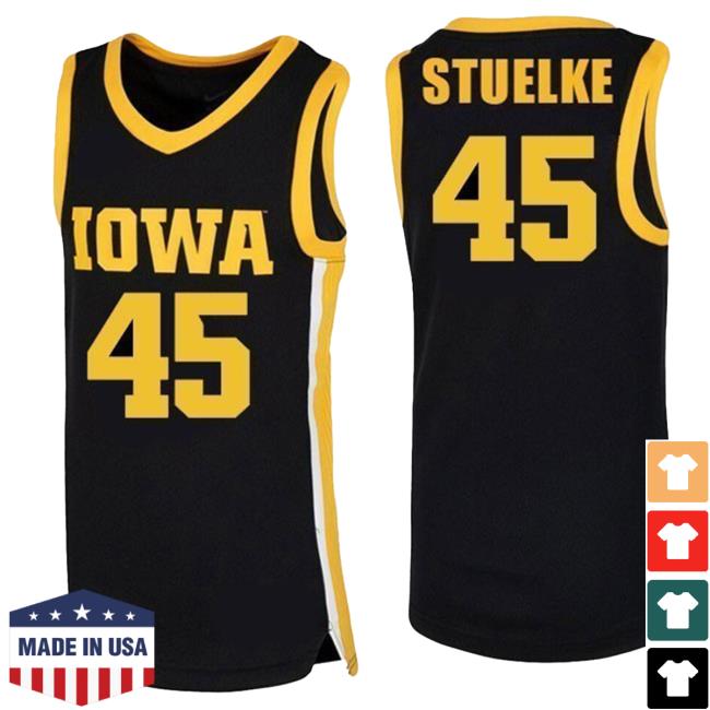Official Iowa Hawkeyes Merch Store Iowa Hawkeyes Stuelke #45 Black Jersey Attractive Shirt Iowa Hawkeyes Apparel Clothing Shop
