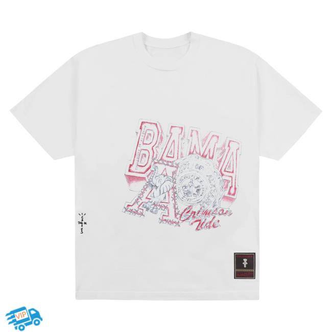 Official Travis Scott Utopia Merch Store CJ X M&N X UNIVERSITY OF ALABAMA HANDDRAWN T-Shirt Travis Scott Apparel Clothing TravisScott