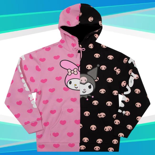 Official Sanrio Apparel Clothing Merch Store Shop My Melody & Kuromi X Dumbgood Split Hoody