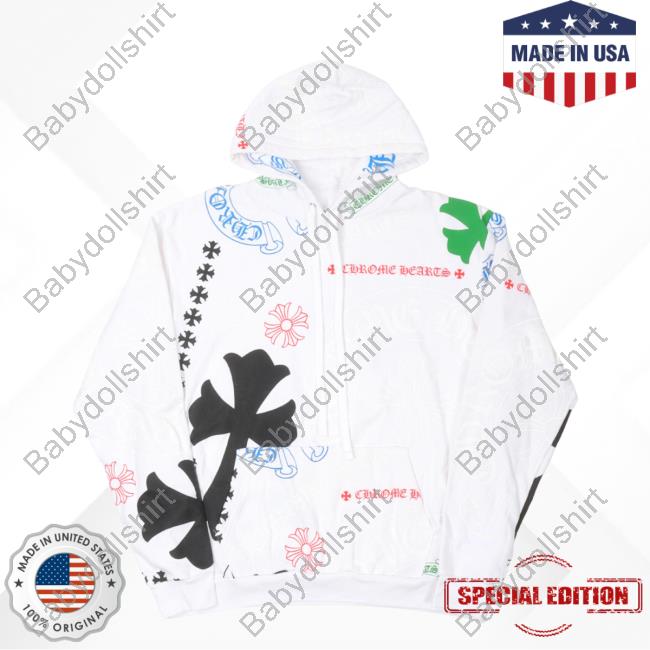 Official Justin Reed Chrome Hearts Stencil Logo Hoody White Justinreed