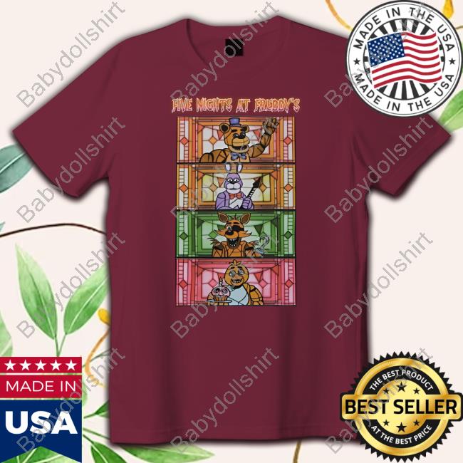 Official Five Nights At Freddy's Stained Glass Characters Shirts
