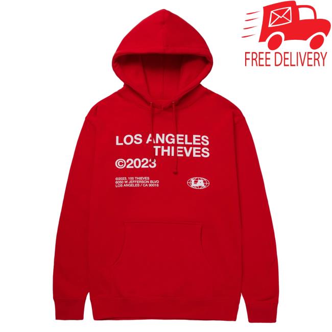Official 100 Thieves Merch Store Shop 100Thieves Sans Serif Pull Over Hoodie - Red 100T