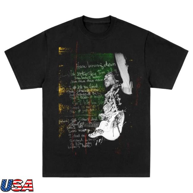 Official Jimi Hendrix Merch Store Jimi Hendrix House Burning Down Black Tees