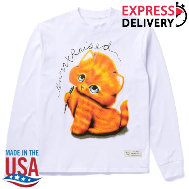 Official Born X Raised Merch Store Shop Kitty Long-Sleeve: White BornXRaised
