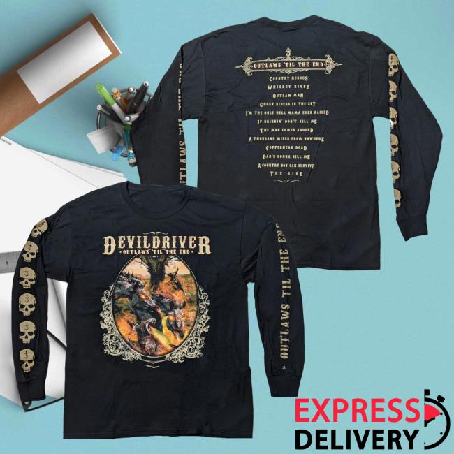 Official Night Shift Merch Store Devildriver - Outlaws Til The End Long Sleeve T Shirt NightShiftMerch