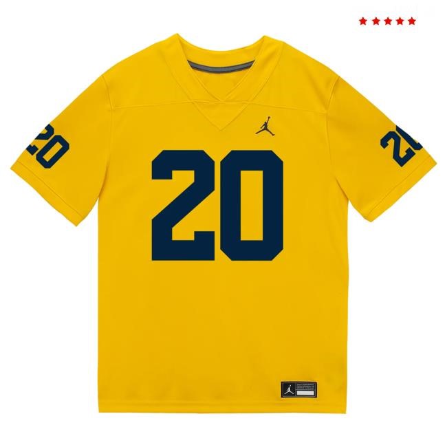 The M Den Michigan Wolverines #20 Jyaire Hill Student Athlete Maize Football Jersey Tee