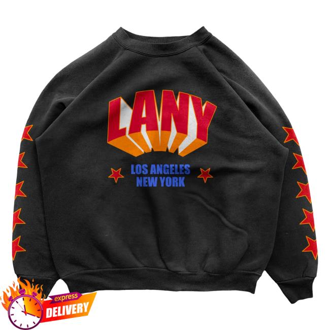 Official Lany Clothing Store Black Los Angeles New York Crewneck Sweatshirt ThisisLany Merch