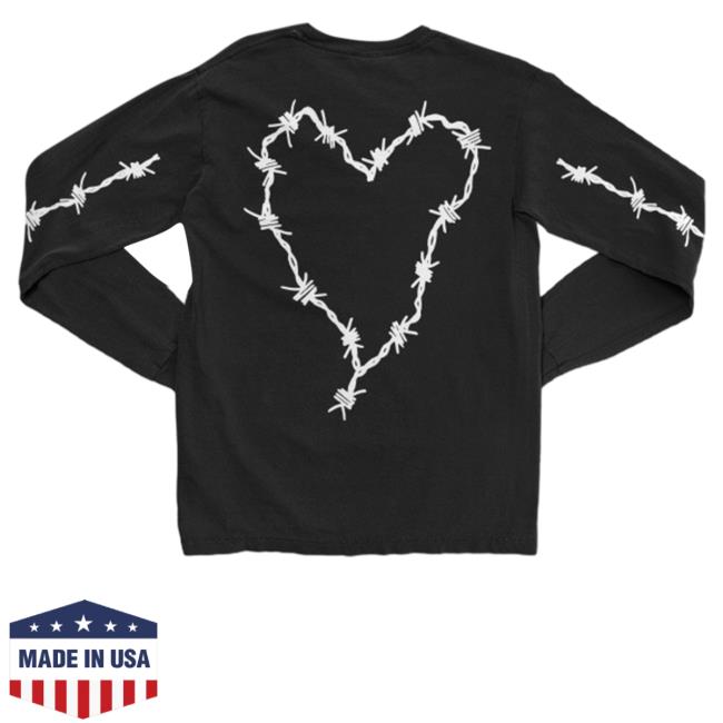 Official Barbed Wire Heart Frank Iero Sweaters Official Frank Iero Merch Barbed Wire Heart Frank Iero Pullover Hoodie