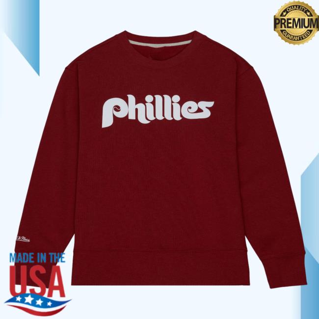Official Mitchell And Ness Clothing Store Shop Playoff Win 2.0 Crew neck Sweatshirt Vintage Philadelphia Phillies Mitchellandness Merch