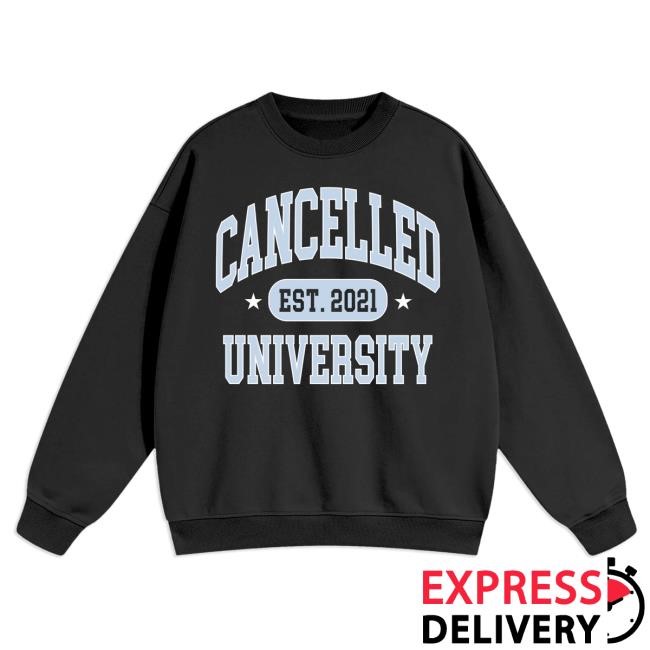 Official Canceled Merch The Cancelled Podcast Cancelled University Crew neck Sweatshirt - Black/Blue