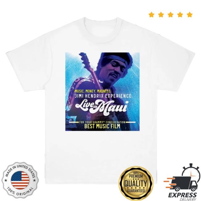 Official Jimi Hendrix Merch Store Jimi Hendrix Music, Money, Madness - Live in Maui Film White Shirts