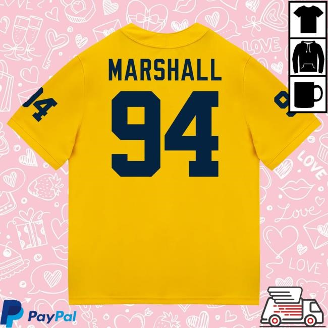 Michigan Wolverines #94 Nate Marshall Student Athlete Maize Football Jersey Shirt The M Den Shop Official
