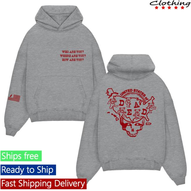 Official Grateful Dead Merch Store United States Of Dead Hood Heather Grey GratefulDead Shop
